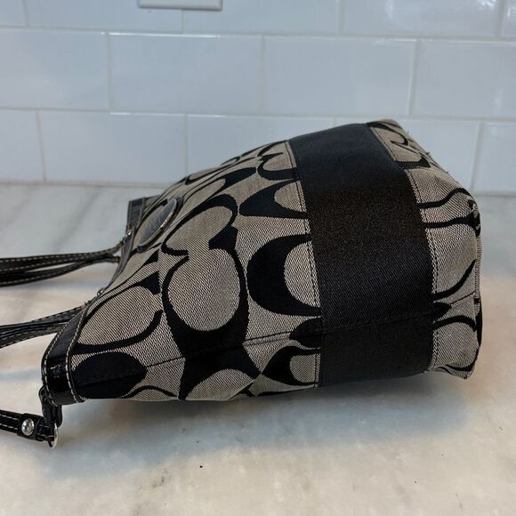 Coach Bag Purse Handbag Y2K Jacquard Signature Logo Stripe Tote Pocketbook - Picture 10 of 16